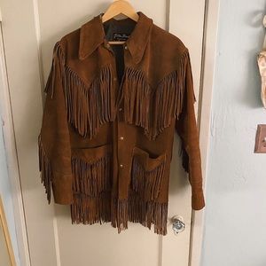 Vintage Golden Threads Suede Fringe Jacket